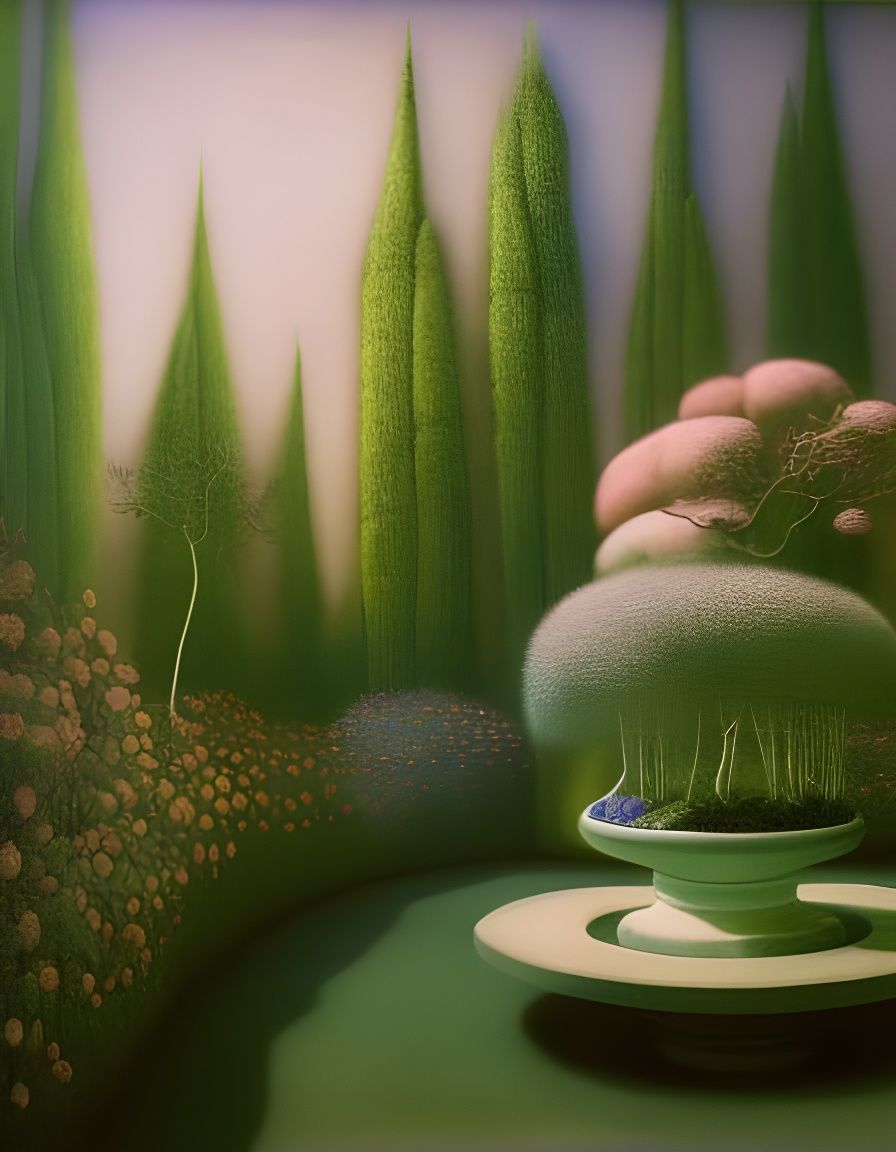 Enchanted Midnight Garden Scene in Golden Age Style