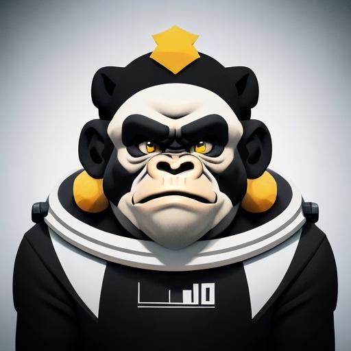 Geometric Bauhaus Gorilla in Black and White