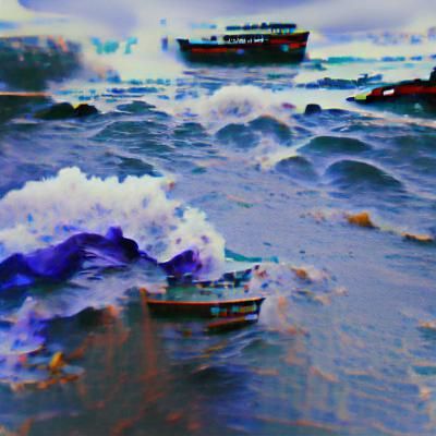 Turbulent Sea with Crashing Waves