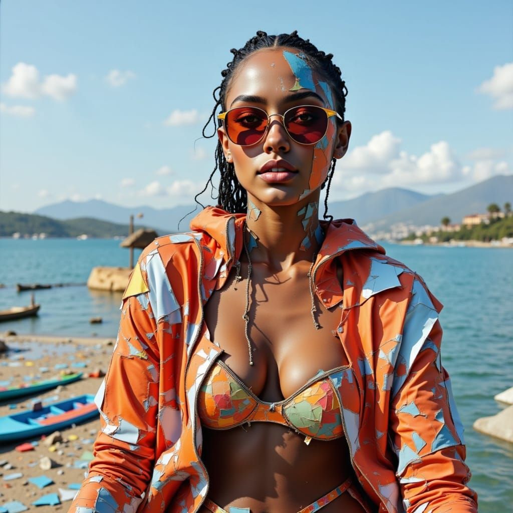 Fractured Paper Silhouette in Shattered Style