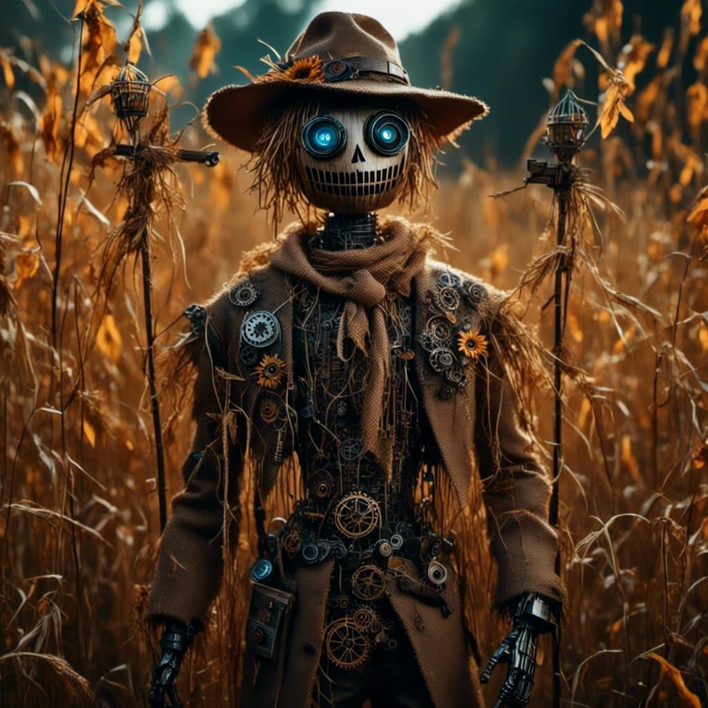 Steampunk Cyborg Scarecrow Android