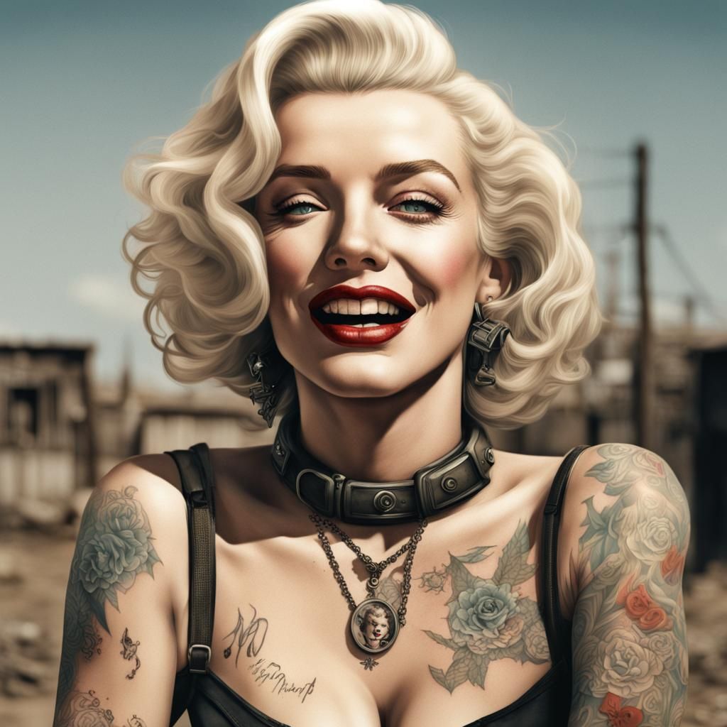 Post-Apocalyptic Marilyn Monroe with Tattoos