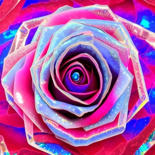 Iridescent Crystal Rose Gem with Bubbles