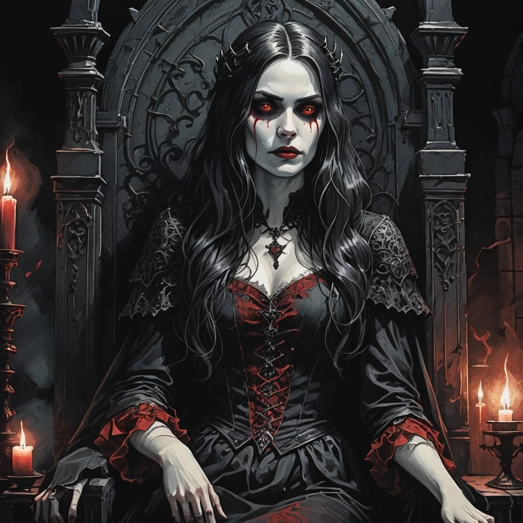 Carmilla, Vampire Queen, in Gothic Horror Illustration