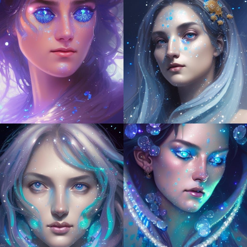 Blue Moon Goddess Portrait in Hyperdetailed Digital Art