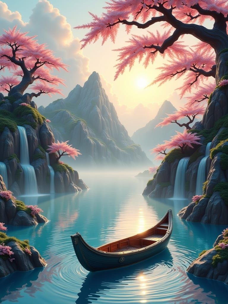 Japanese Serenity: Majestic Mountains Meet Tranquil Waters