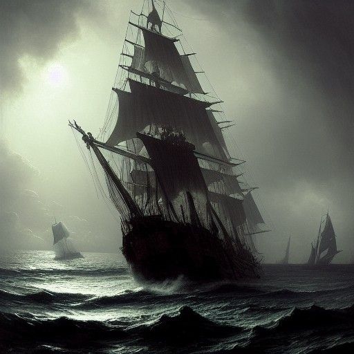 Steampunk Pirate Ship on Stormy Seas