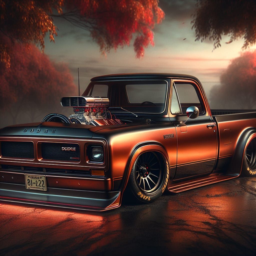 Copper Black 1989 Dodge D100 Racing Truck