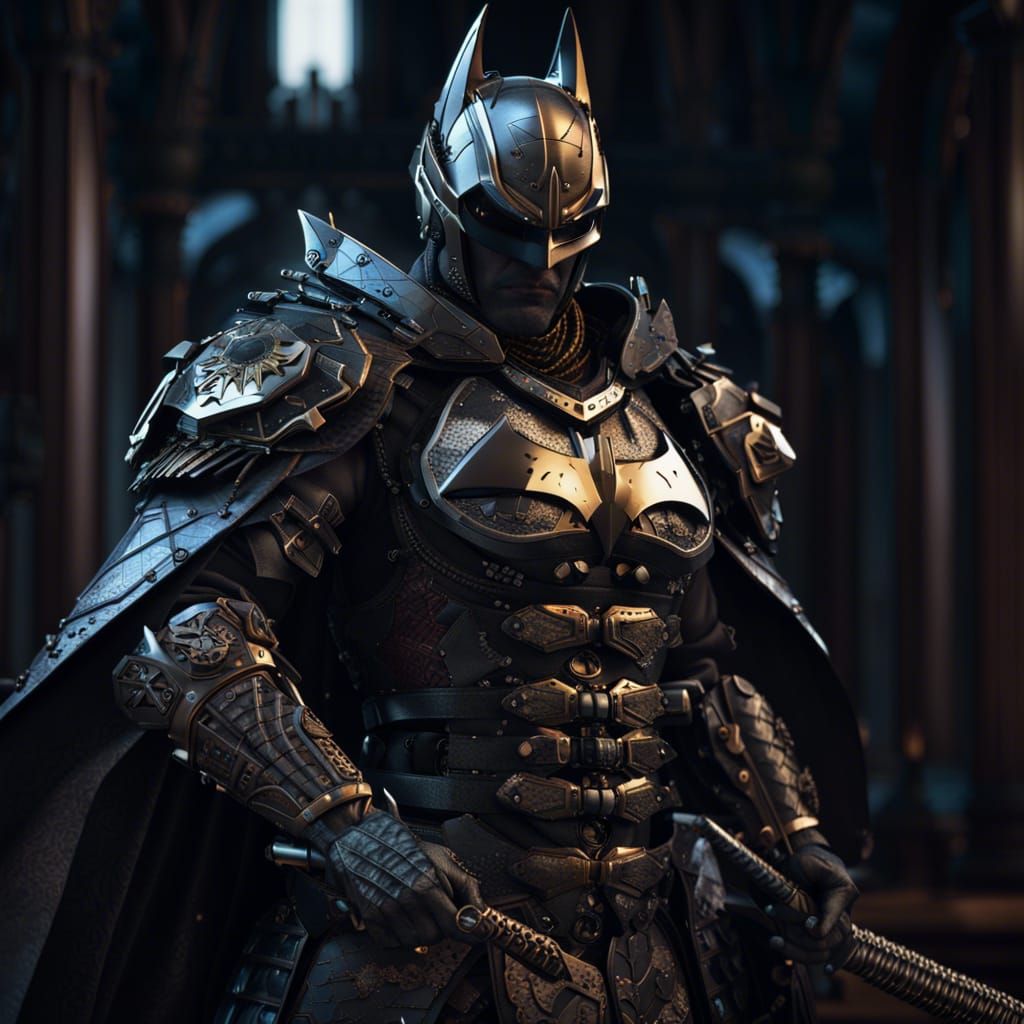 Futuristic Samurai Batman in Gothic Style, 8k