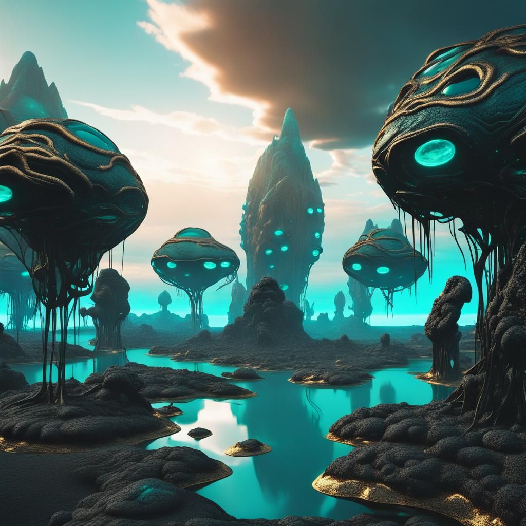 Detailed Alien Landscape with Floating Islands