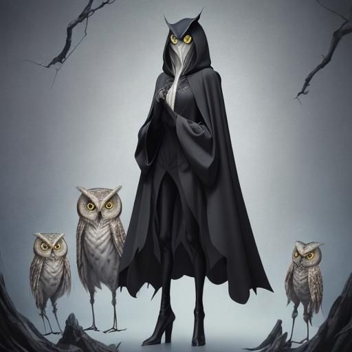 Anime Style Alien Creature With Owl Face