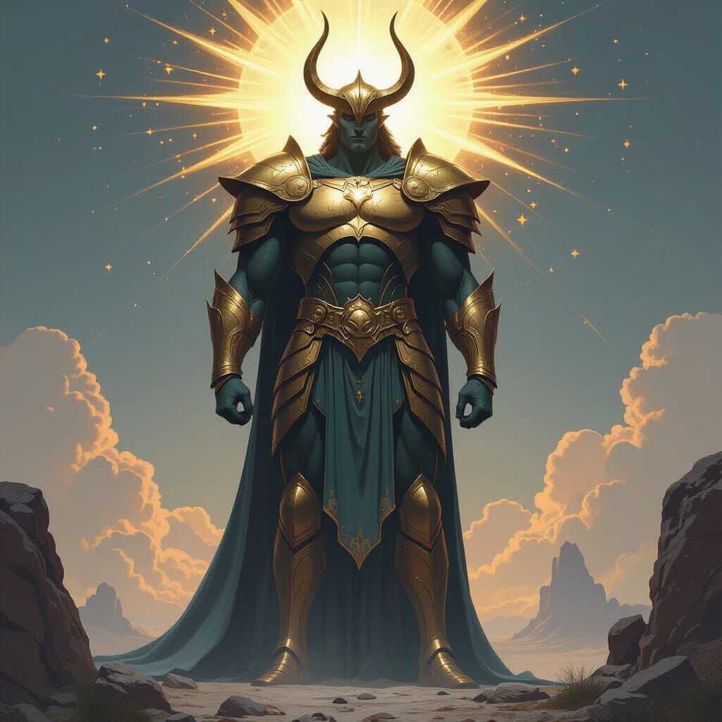 Majestic God Hyperion in Radiant Armor