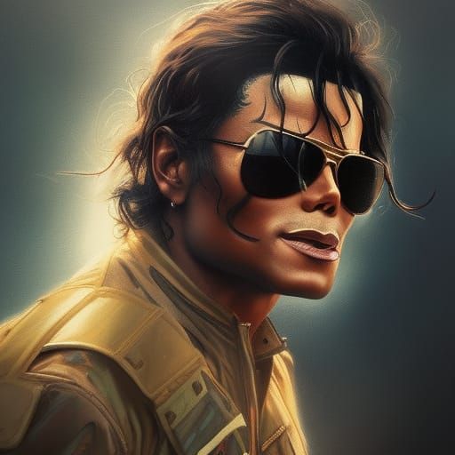 Michael Jackson as Rambo: Hyperdetailed Portrait