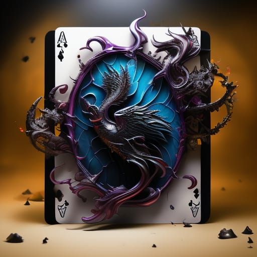 Phoenix Emerges from a Magical Playing Card in a Dreamlike S...