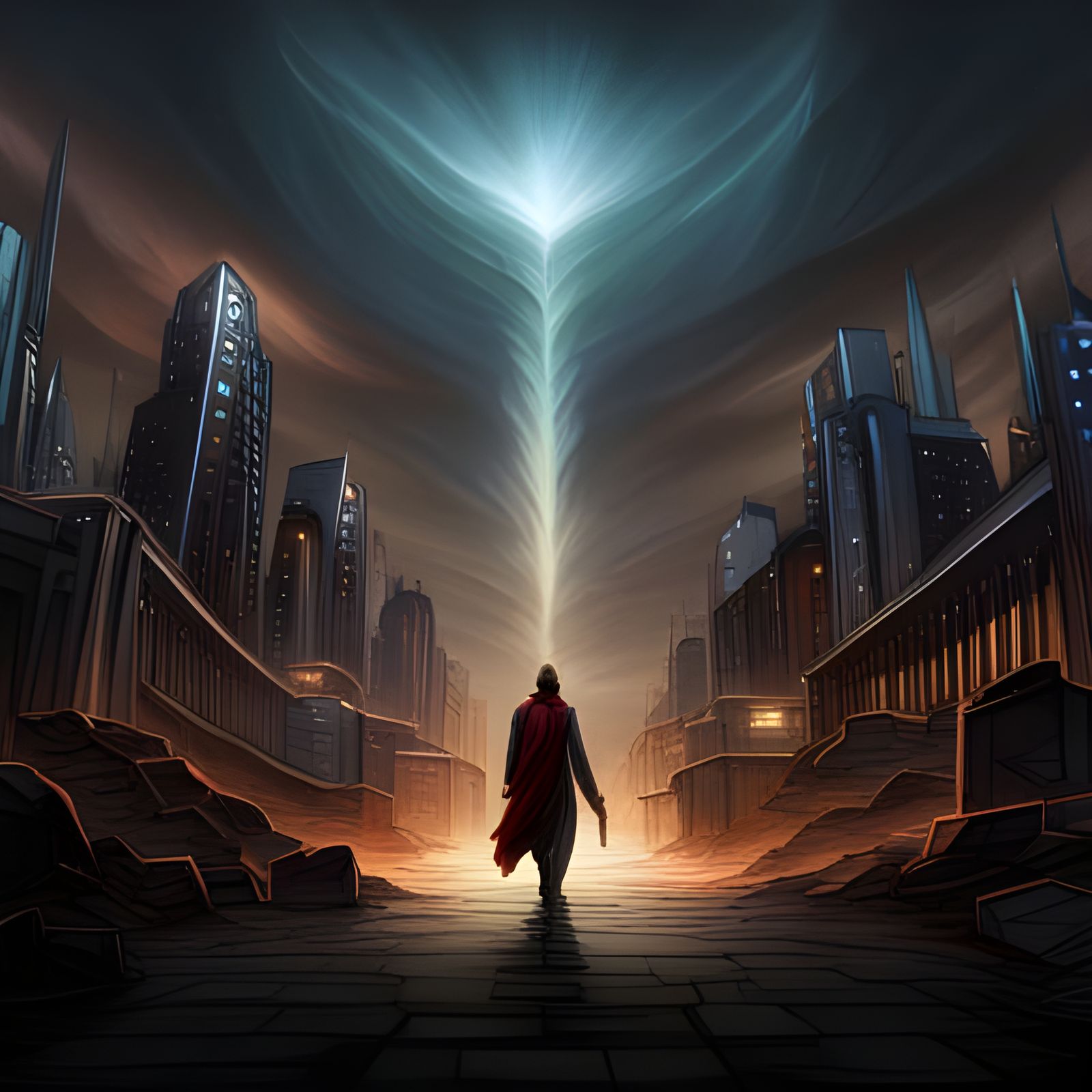 Deity and AI Alliance in Dark Fantasy Style