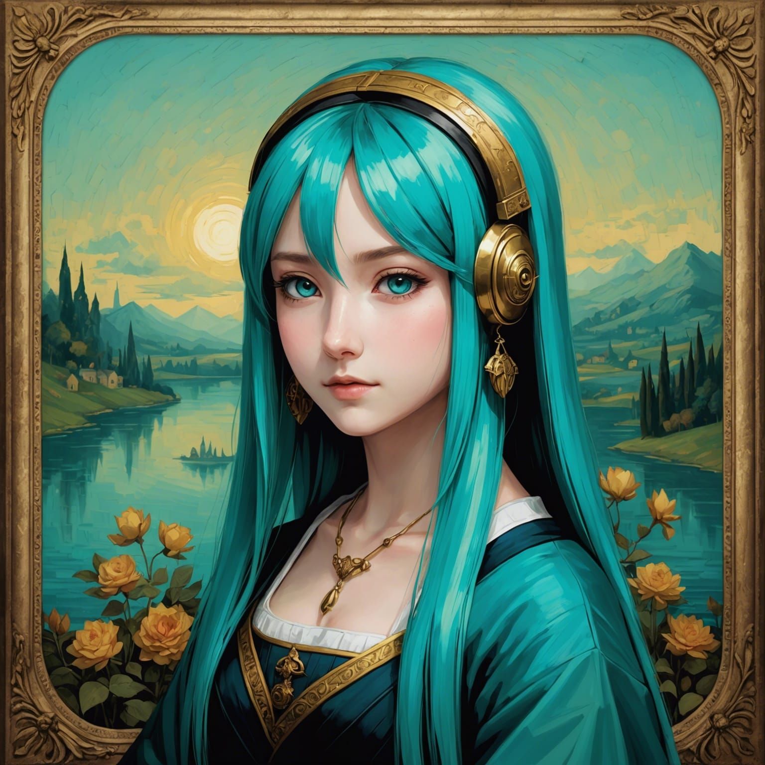 Miku Hatsune as Mona Lisa: Renaissance AI Art