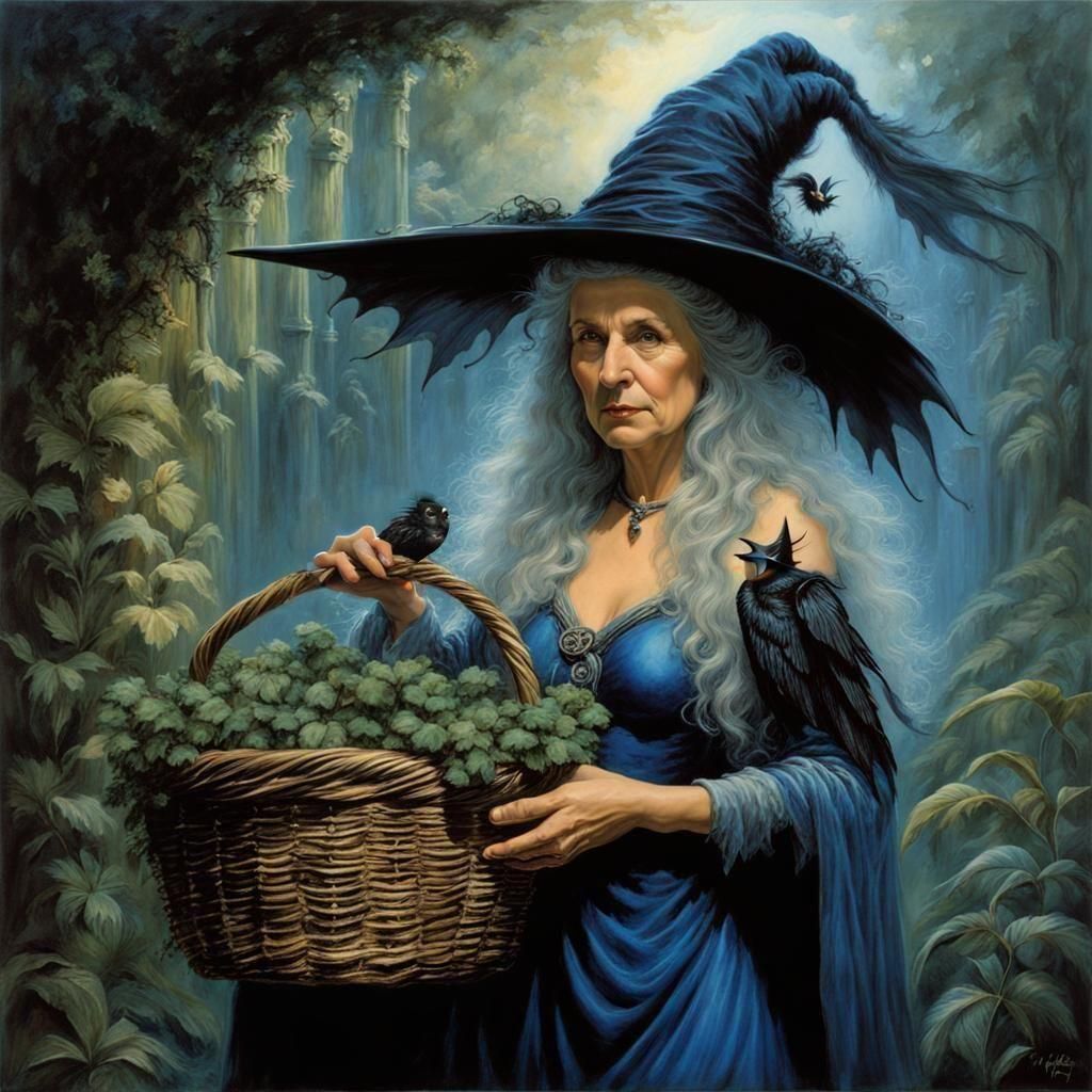 Faerie Witch in Herbal Twilight Glen