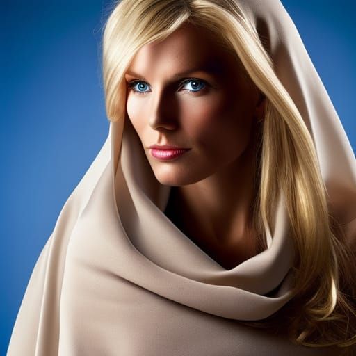 Blonde Superhero Close-Up Portrait with Paint Splashes