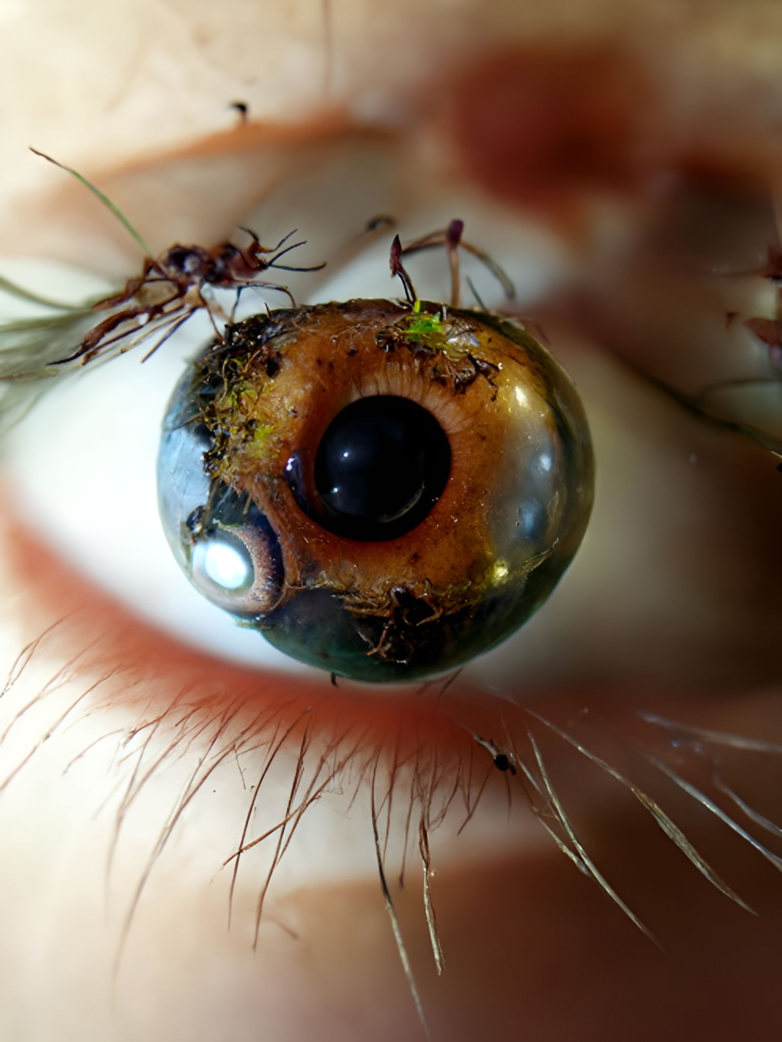 Surreal Eyeball Covered with Ants