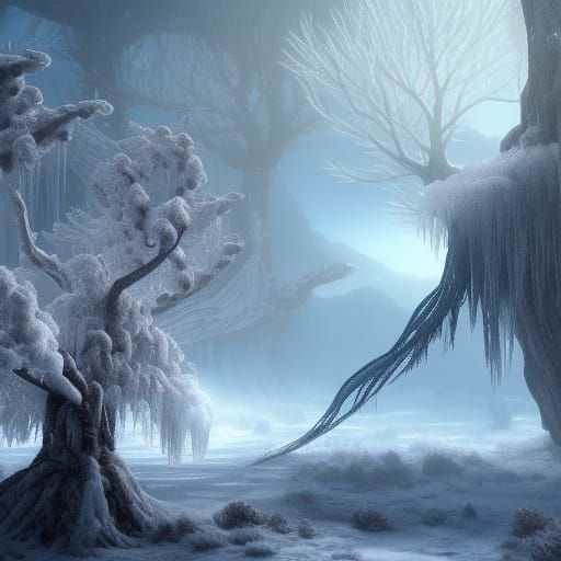 Great Ice Tree Home of Frost Elves