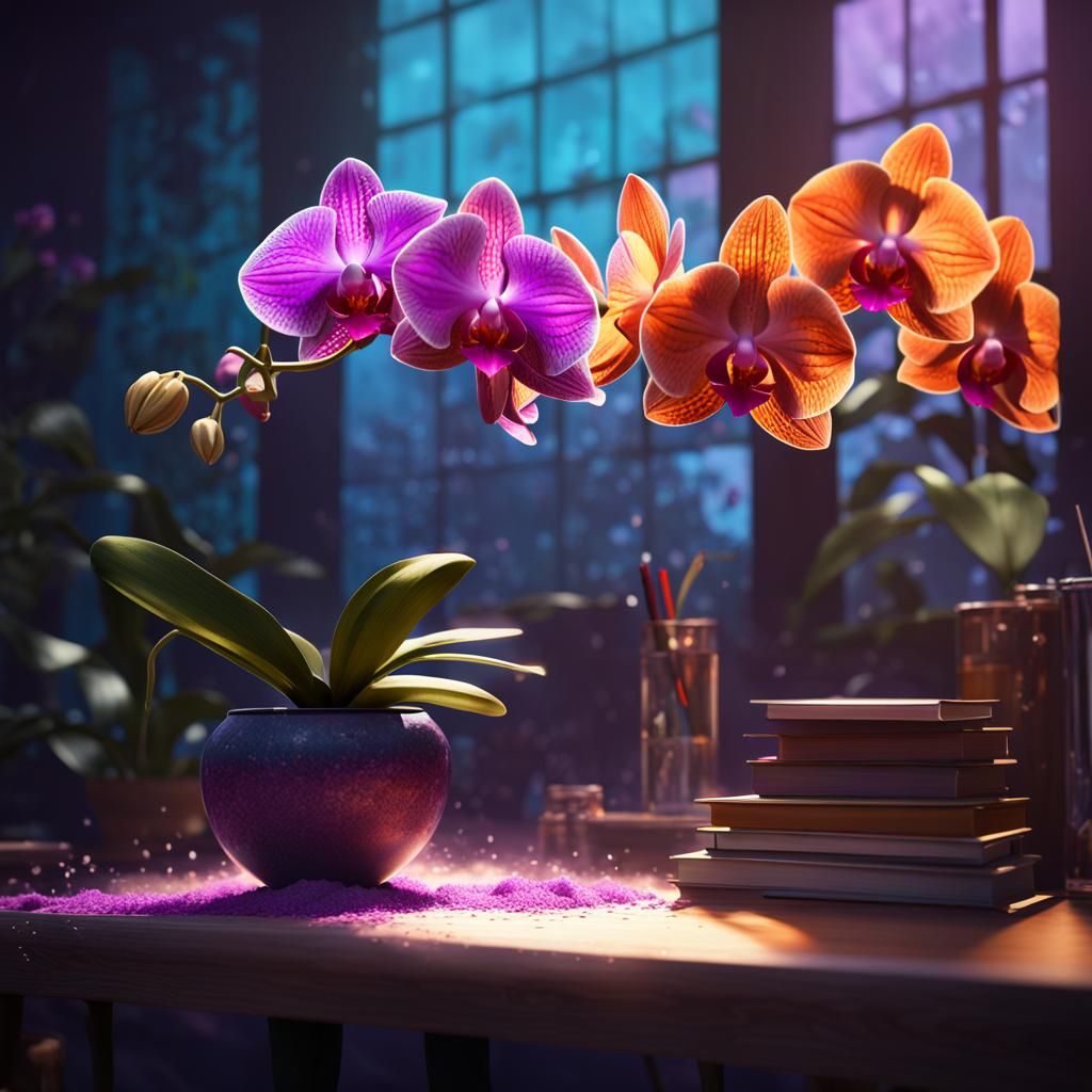 Purple Orchid in Morning Light: Hyperdetailed Concept Art