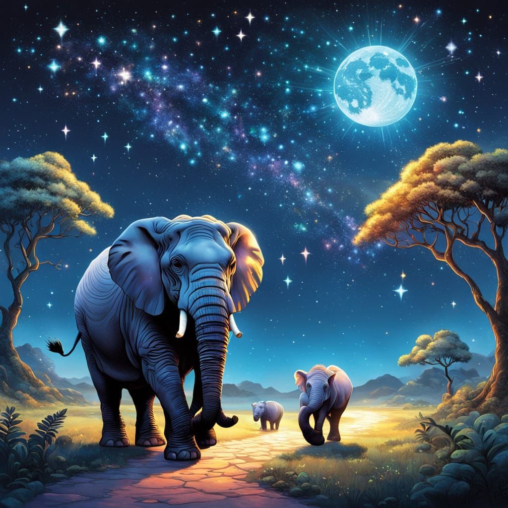 Dreamscape Journey of Elephant, Zebra, and Hippo