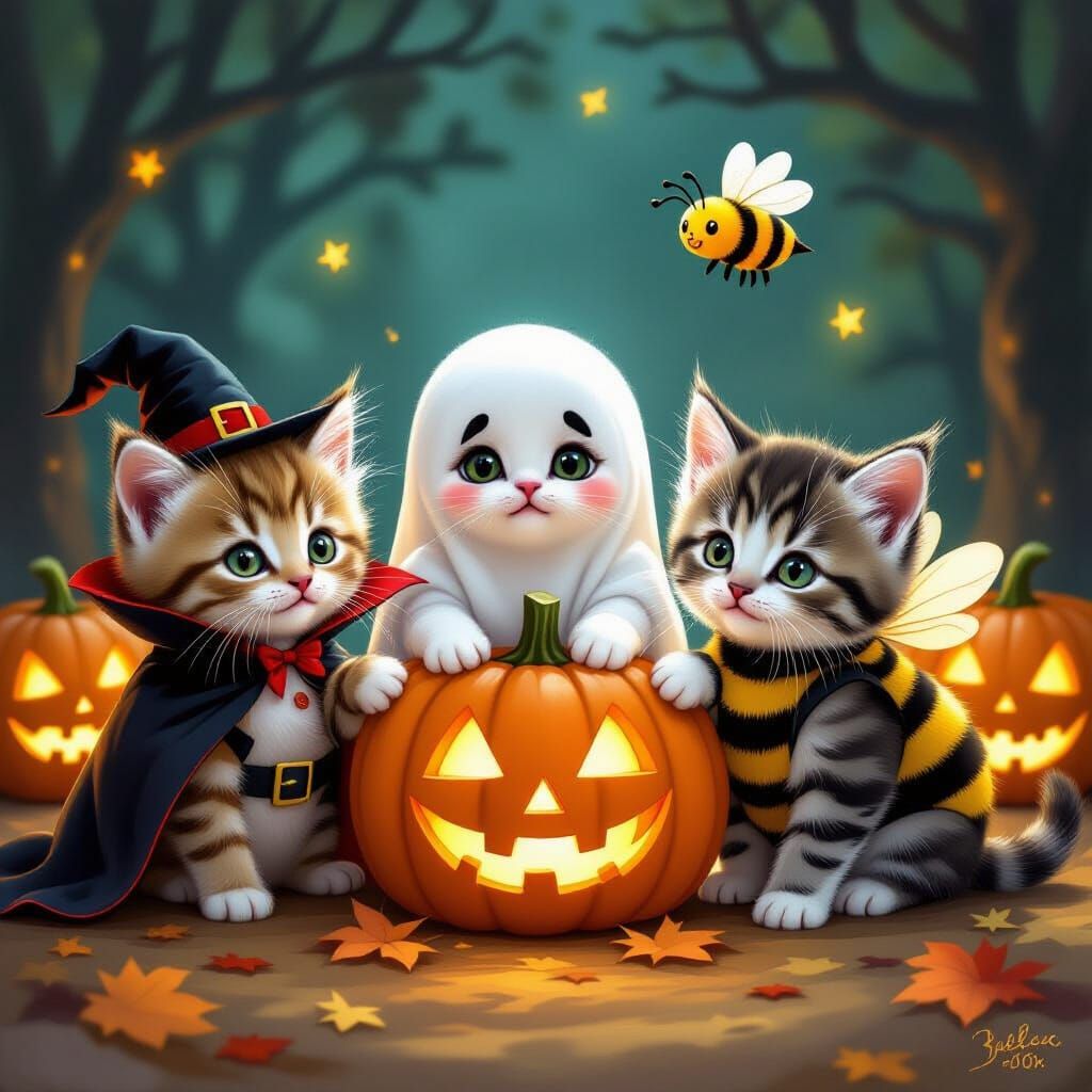Adorable Kittens in Halloween Costumes