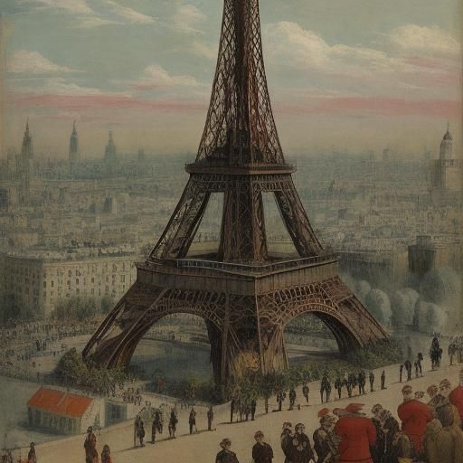 Eiffel Tower Occupied by Giant Pickles, Ensor Style