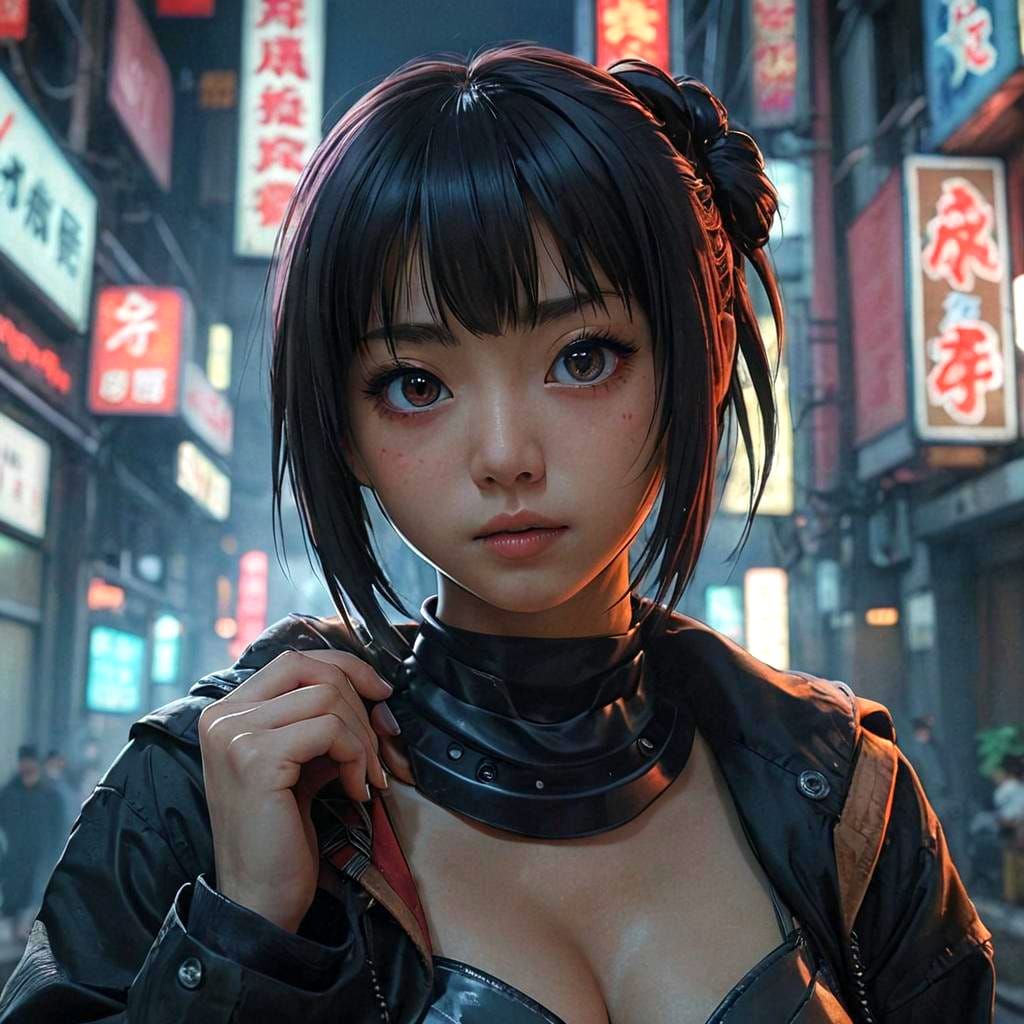 Cinematic Japanese Girl in Film Still