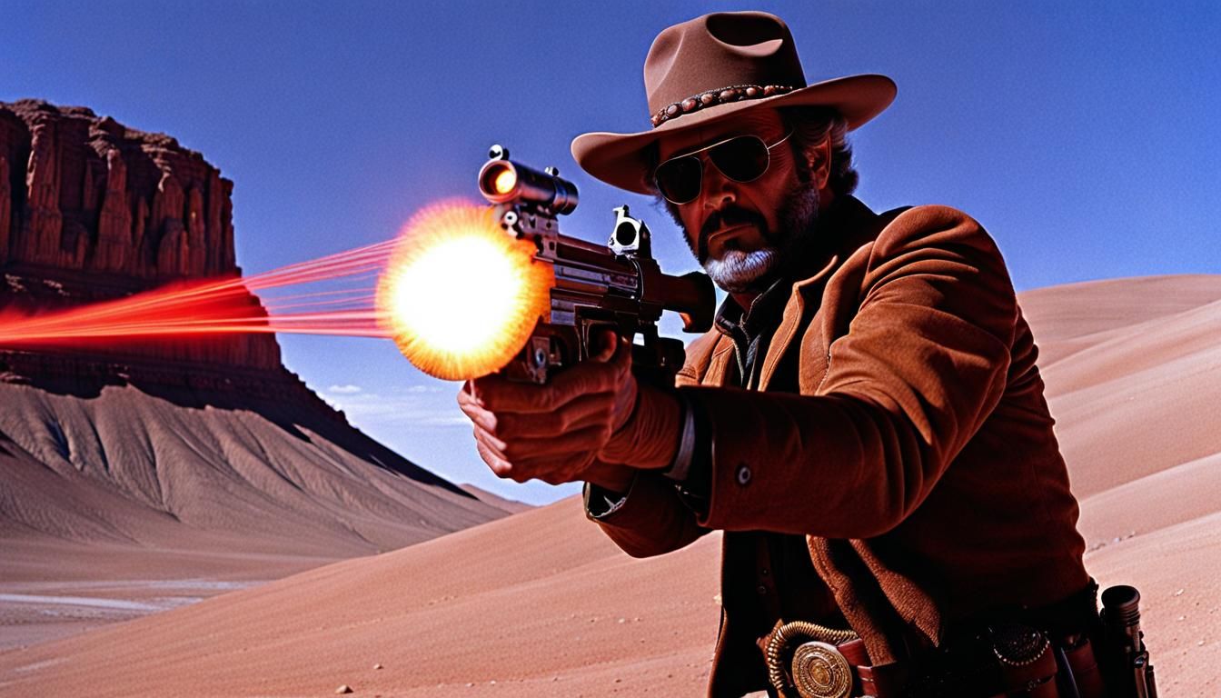 Space Spaghetti Western Gunman in Sci-Fi Scene