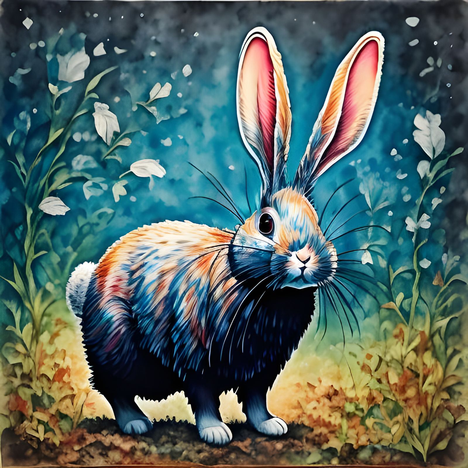 Crayon Wax Bunny Rabbit Illustration