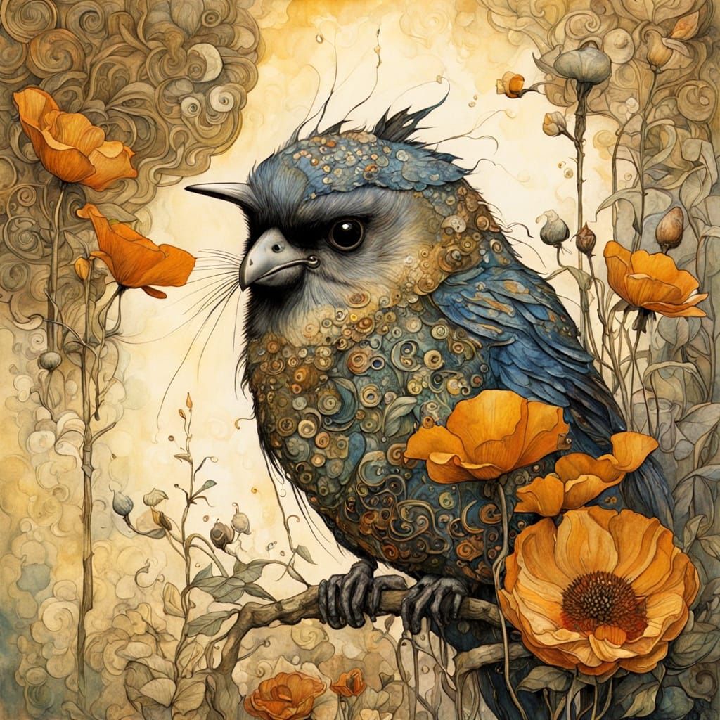 Whimsical Floral Dreams in Art Nouveau Style