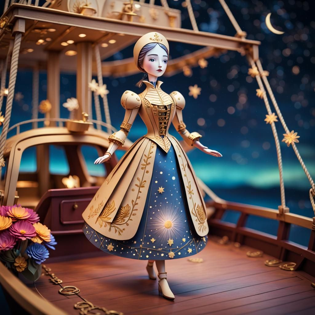 3D Paper Doll: Caravel Captain on Deck