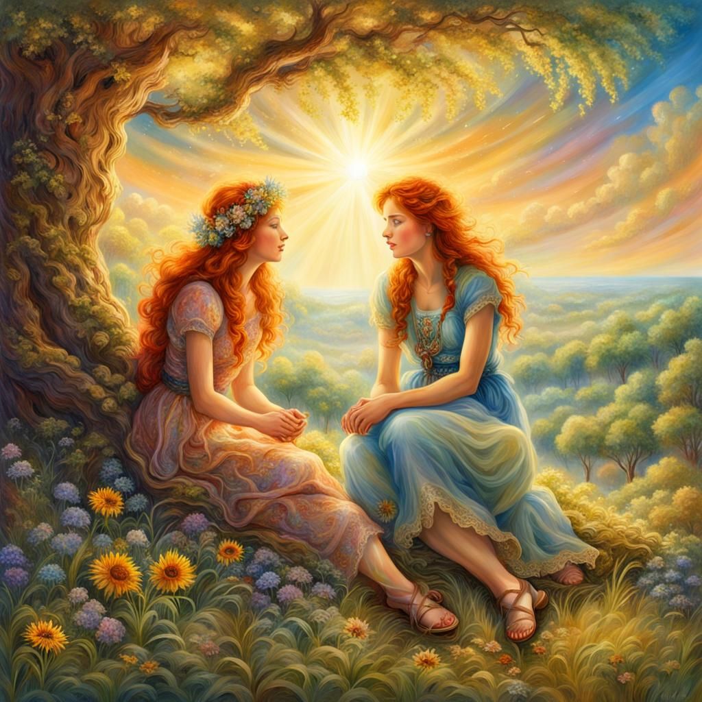 Ethereal Women in Conversation, Fantasy Art Style