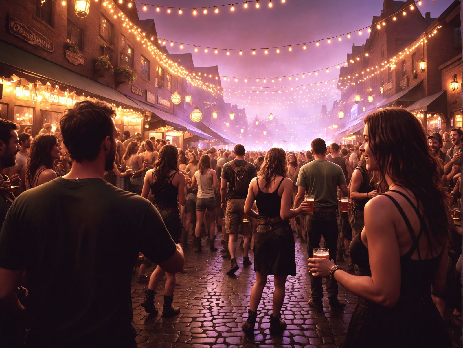 A Jubilant Throng Of Revelers