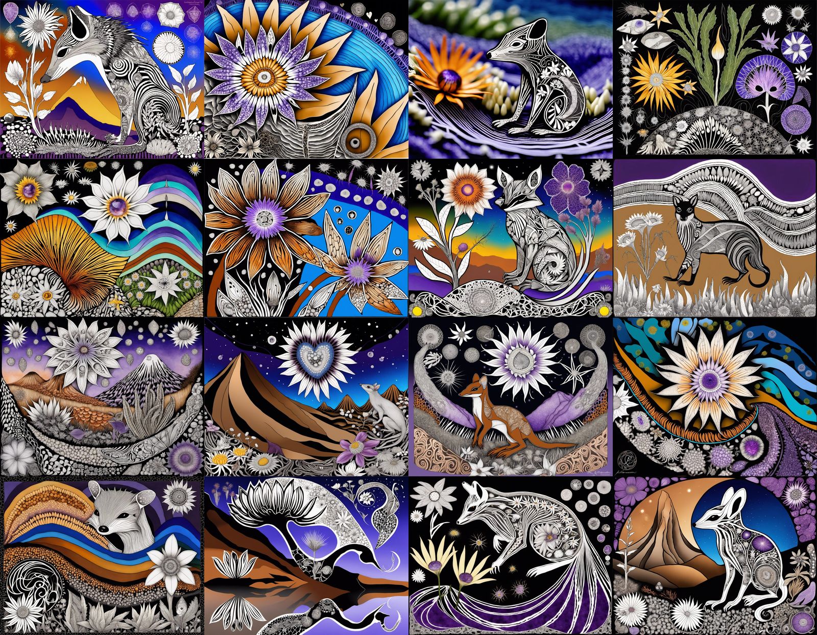 Gondwana Flora and Fauna with Fractal Elements