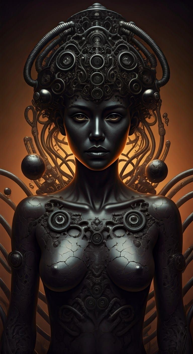 Surreal Digital Art featuring Black Onyx Female Figure