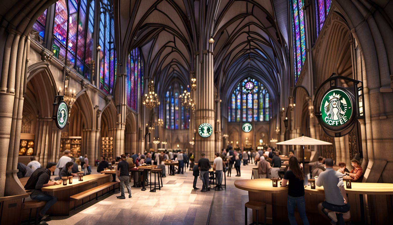 “The New Cathédrale Notre-Dame de Paris with a Starbucks Café” 05