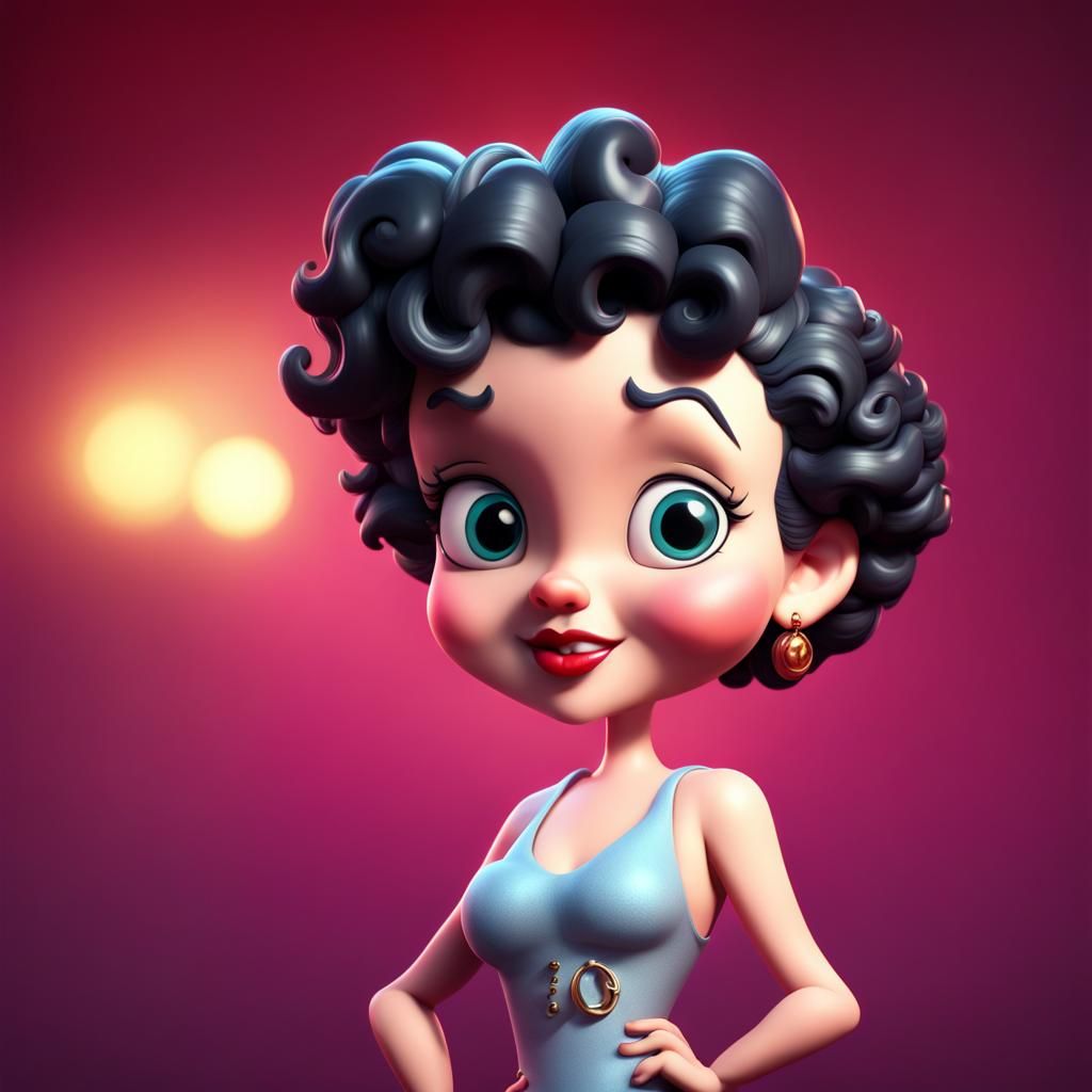 Betty Boop 3D Digital Art in Pixar Style