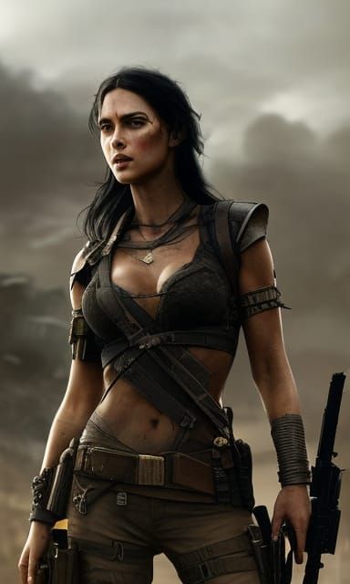 Post-Apocalyptic Warrior Girl in Hyperrealistic Digital Art