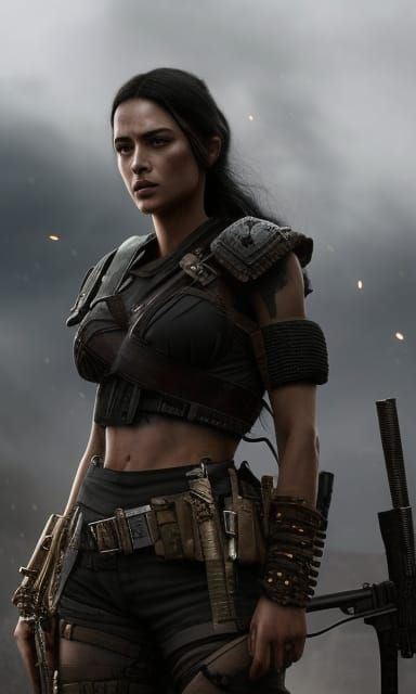 Post-Apocalyptic Warrior Girl in Hyperrealistic Style