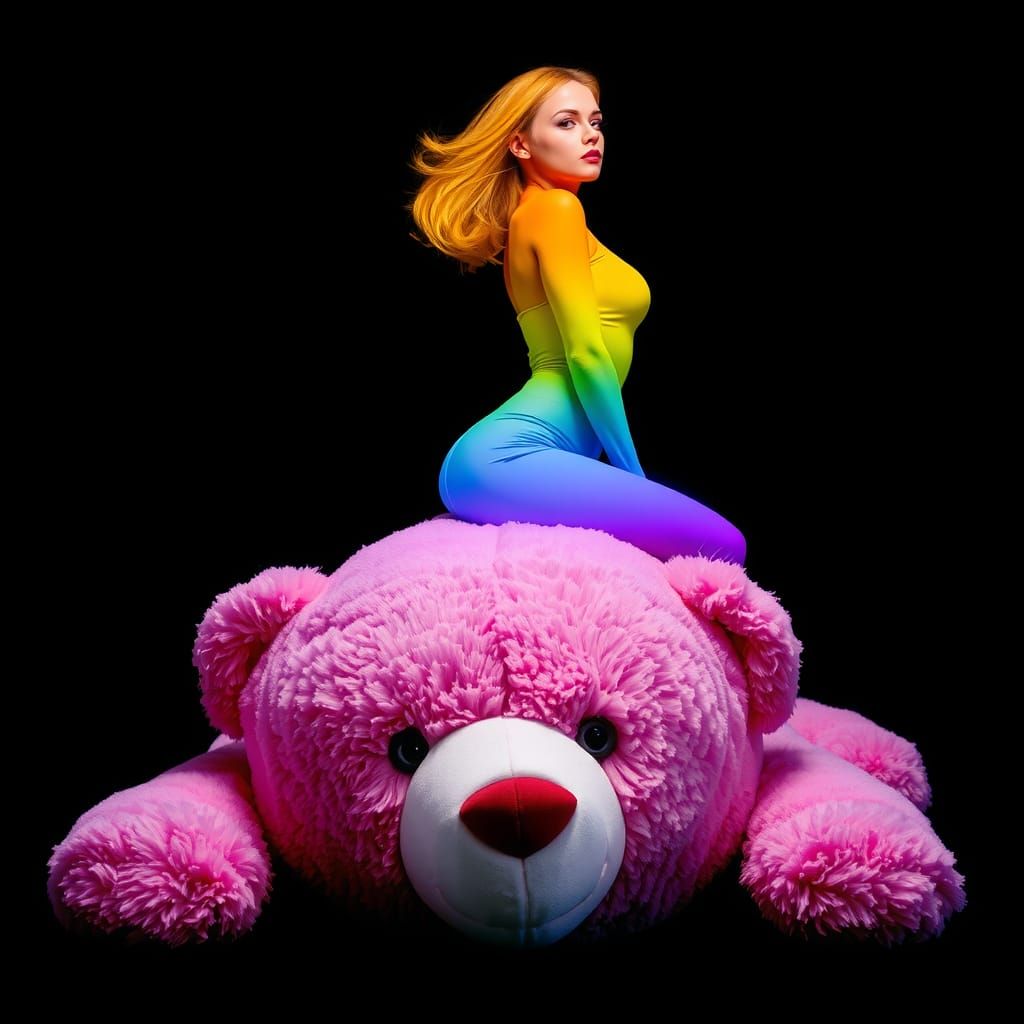 Woman's Silhouette with Ombre Gradient on Teddy Bear