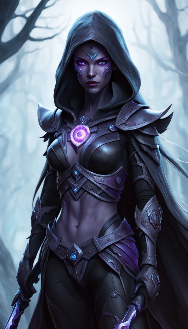 Spectral Assassin with Chrono-Sickle: Digital Portrait