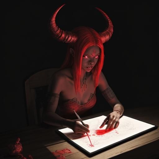 Detailed Ink Map on Tablet: Sci-Fi Dark Fantasy