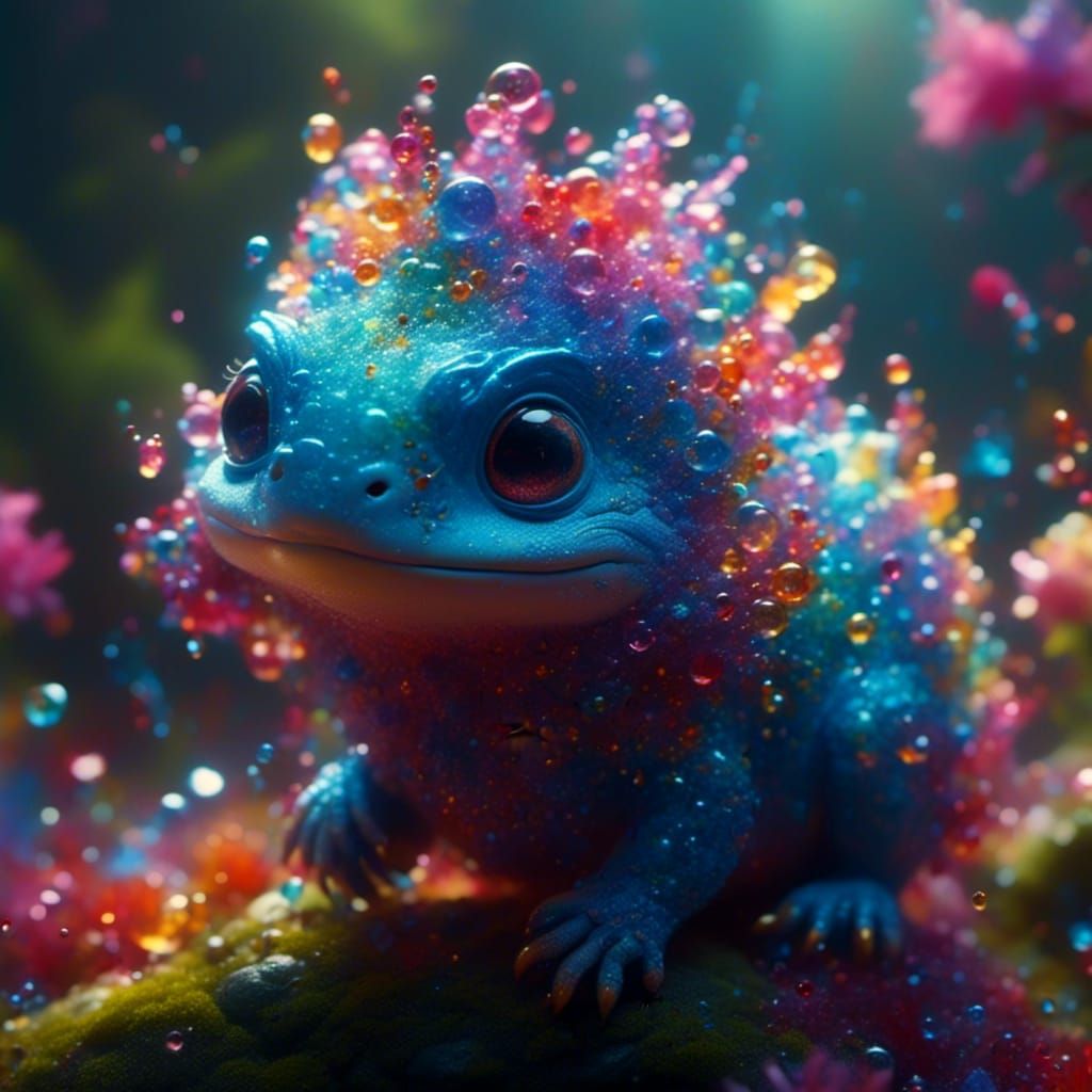 Dreamlike Creature in Iridescent Watercolor