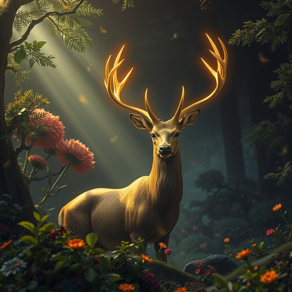 Mystic Deer in Detailed Matte Painting, 8k
