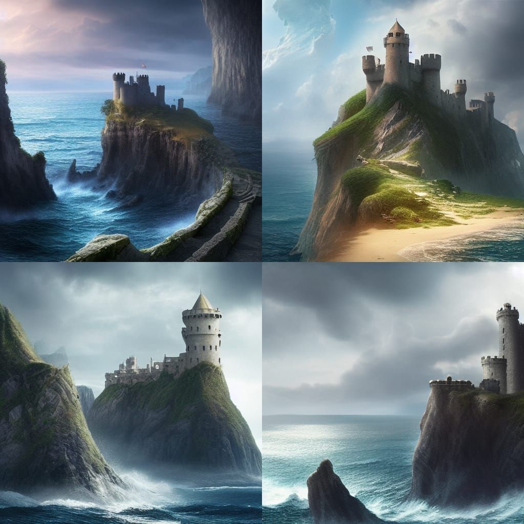 Epic Sea Cliff Castles in Digital Matte Painting