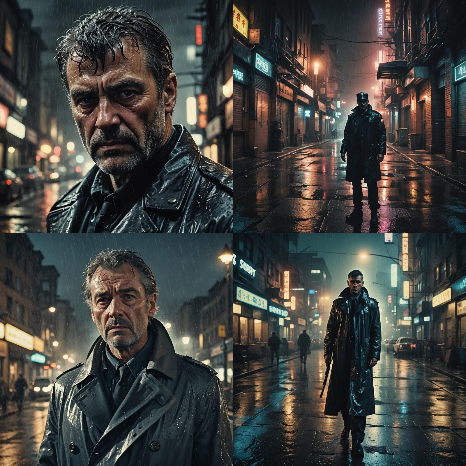 Dirty Cop in Blade Runner Style: Cinematic Film Still
