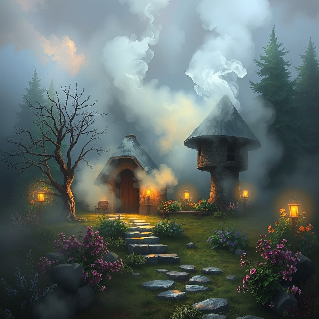 Ethereal Hut Formed from Mystical Steam