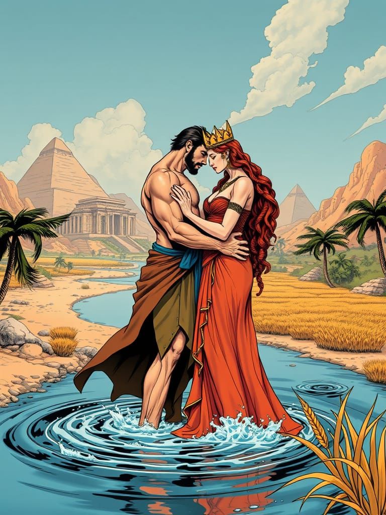 Gods of Ancient Mesopotamia in Epic Comic Style